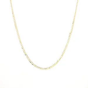 14K Gold Flat Cuban Chain Minimalist Necklace