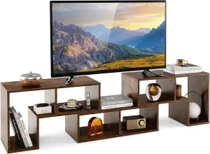 3 Pieces Console TV Stand, Free Combination Modern Entertainment Center for 50 55 60 65 Inch TV, Minimalist Media Stand with Open Storage Shelf for Bedroom, Living Room (Brown)