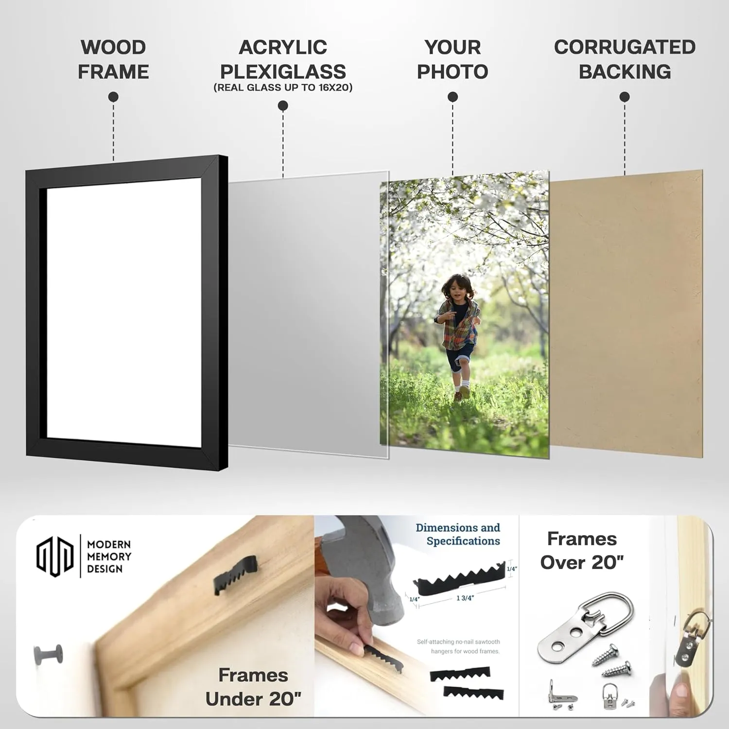31x43 Brown Picture Frame Wood Acrylic Plexiglass | Wall Hanging | Walnut Brown 31x43 Family Photo Portrait Poster Print Livingroom