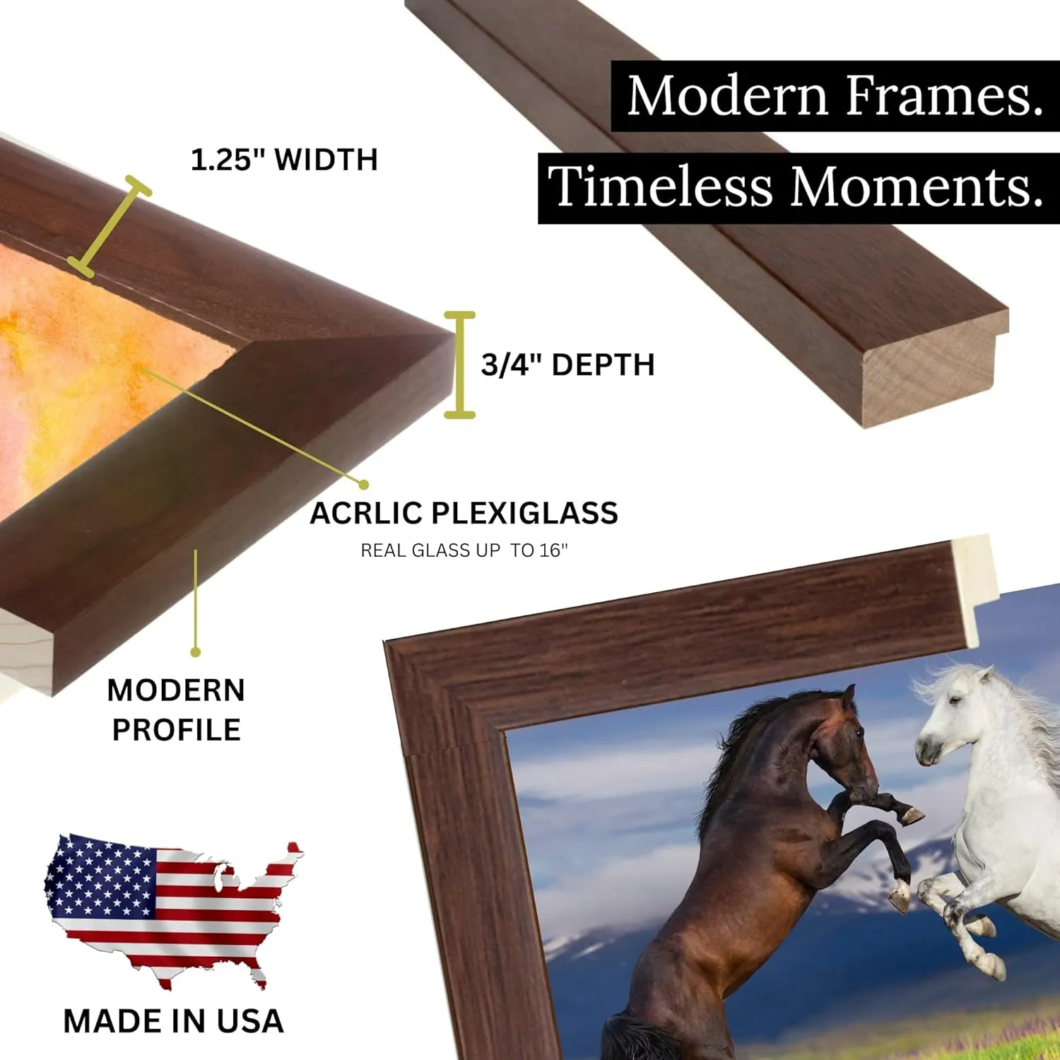 31x43 Brown Picture Frame Wood Acrylic Plexiglass | Wall Hanging | Walnut Brown 31x43 Family Photo Portrait Poster Print Livingroom