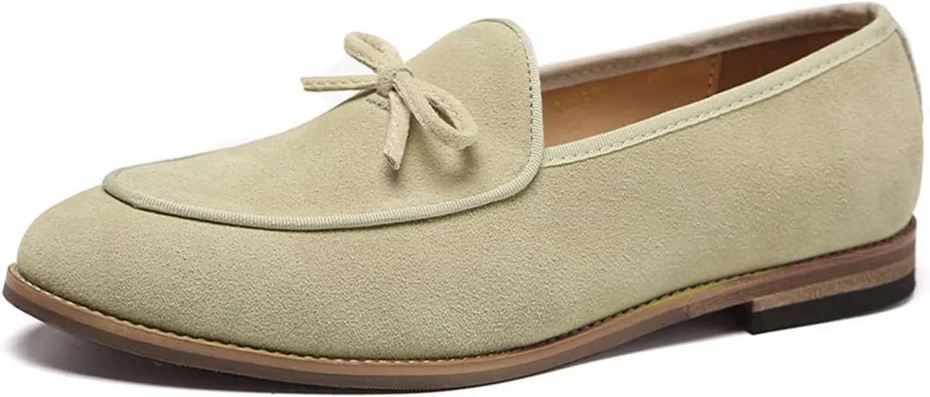 Aceptolcom Men's Comfort Casual Suede Leather Tassel Bow Slip-On Driving Penny Loafers Boat Shoes Driver Moccasins Dress Shoes