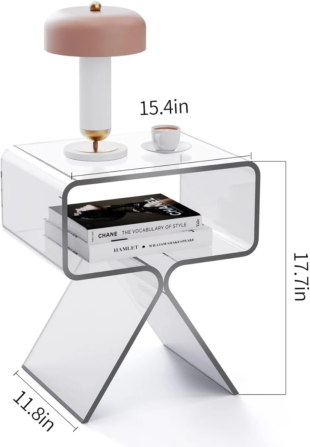 Acrylic Nightstand Side Table Modern Design Clear Home Decor Display End Table for Living Room (Clear)