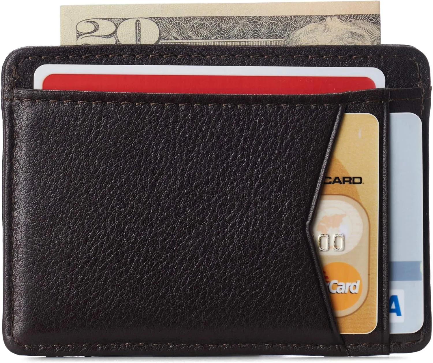 Alpine Swiss RFID Minimalist Oliver Front Pocket Wallet For Men Leather York Collection Brown