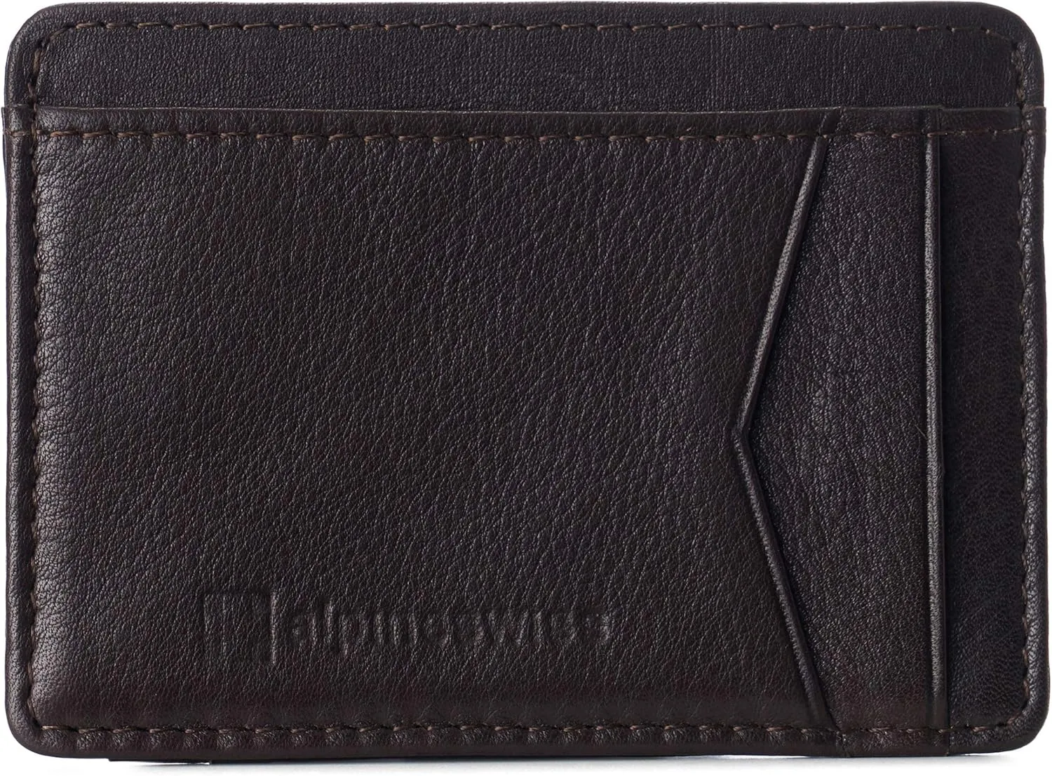 Alpine Swiss RFID Minimalist Oliver Front Pocket Wallet For Men Leather York Collection Brown