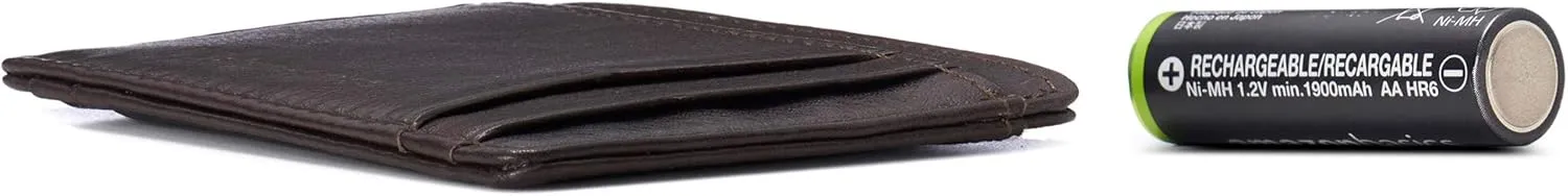 Alpine Swiss RFID Minimalist Oliver Front Pocket Wallet For Men Leather York Collection Brown
