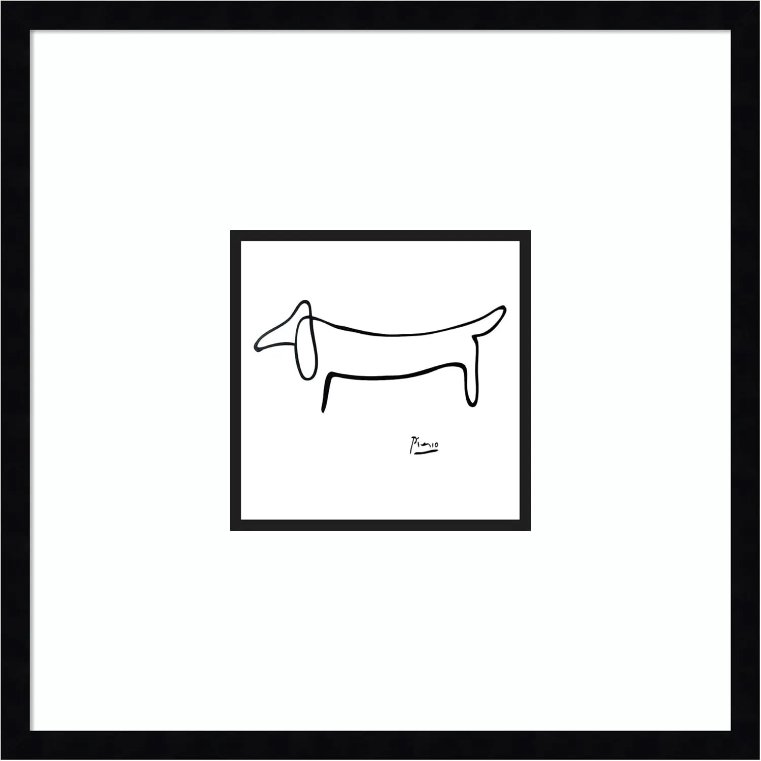 Amanti Art Framed Wall Art Print 21x21 Le Chien (The Dog) by Pablo Picasso, Animals Wall Art, Museum Masters Classics Decor, Medium Poster Painting Artwork for Living Room, Bedroom, Bathroom, Kitchen