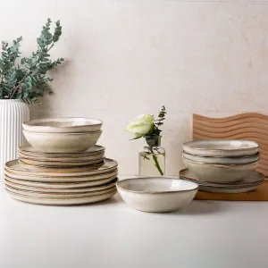 AmorArc Ceramic Dinnerware Sets,Handmade Reactive Glaze Stoneware Plates and Bowls Sets,Highly Chip and Crack Resistant | Dishwasher & Microwave Safe Dishes Set,Service for 8 (24pc)