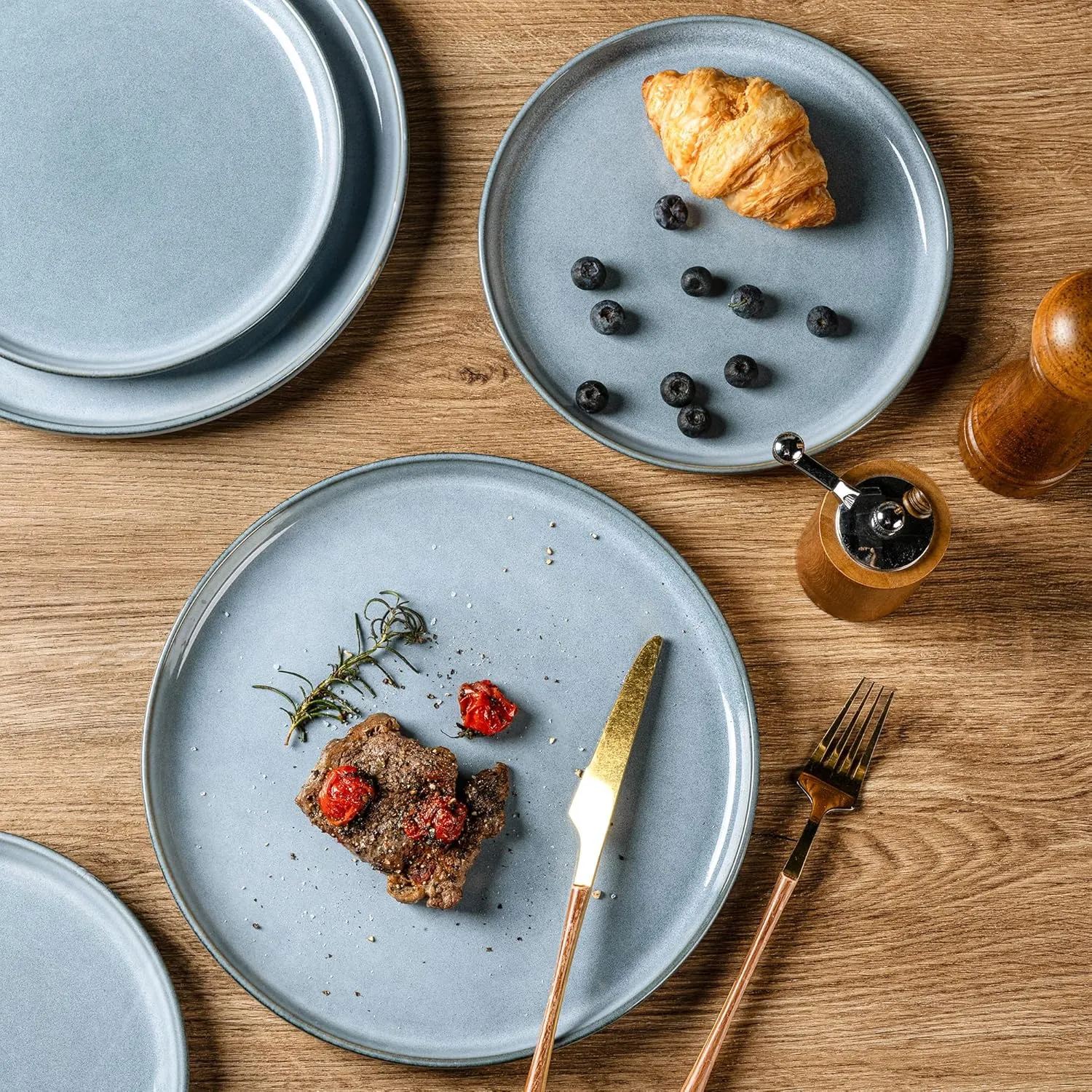 AmorArc Stoneware Dinnerware Sets for 6,Round Reactive Glaze Ceramic Plates and Bowls Set,Highly Chip and Crack Resistant | Dishwasher & Microwave Safe Dishes Set,Service for 6 (18pc)