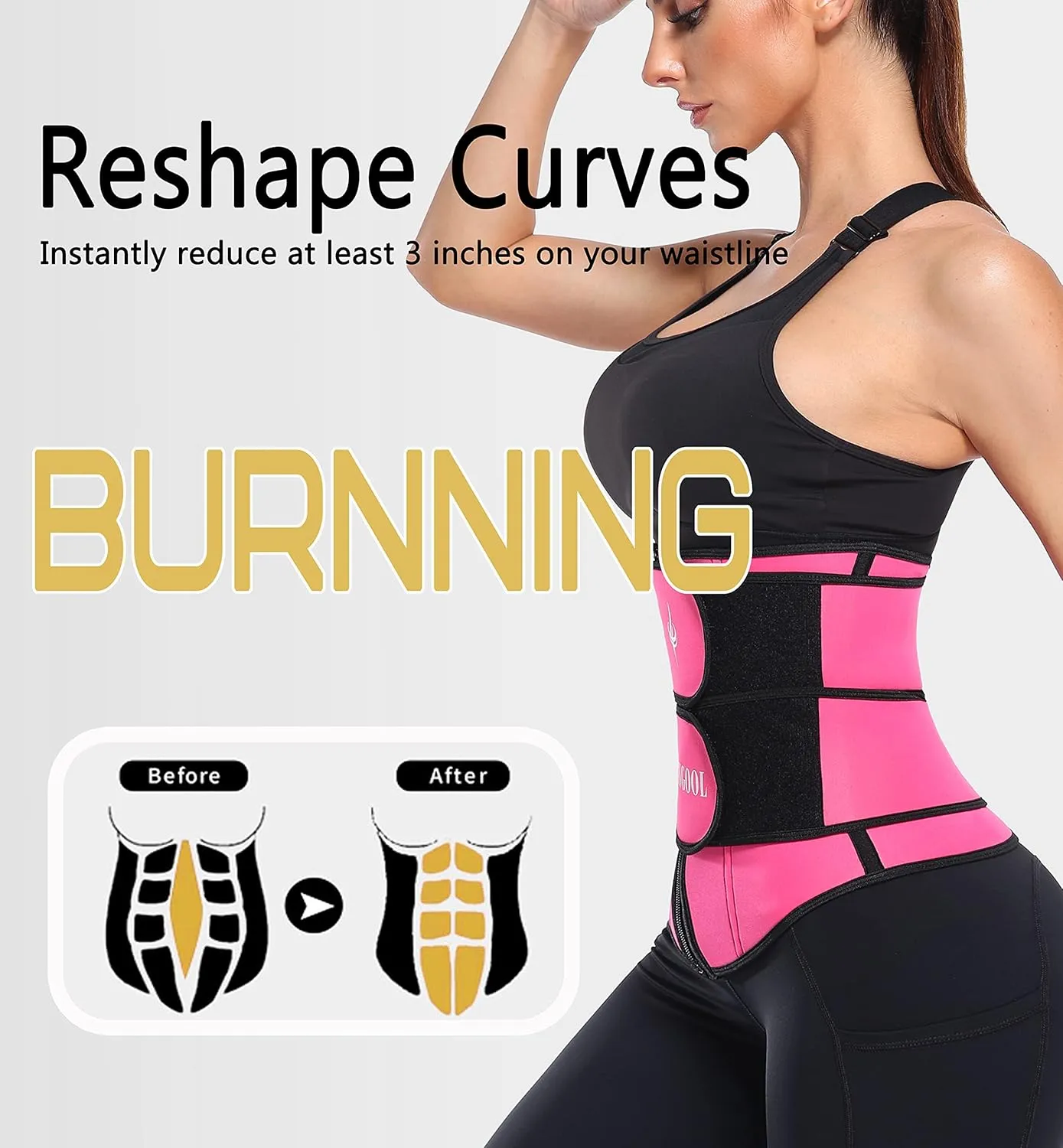ANGOOL Neopren Waist Trainer for Women,Workout Plus Size Trimmer Belt Sauna Sweat Corset Cincher with Zipper