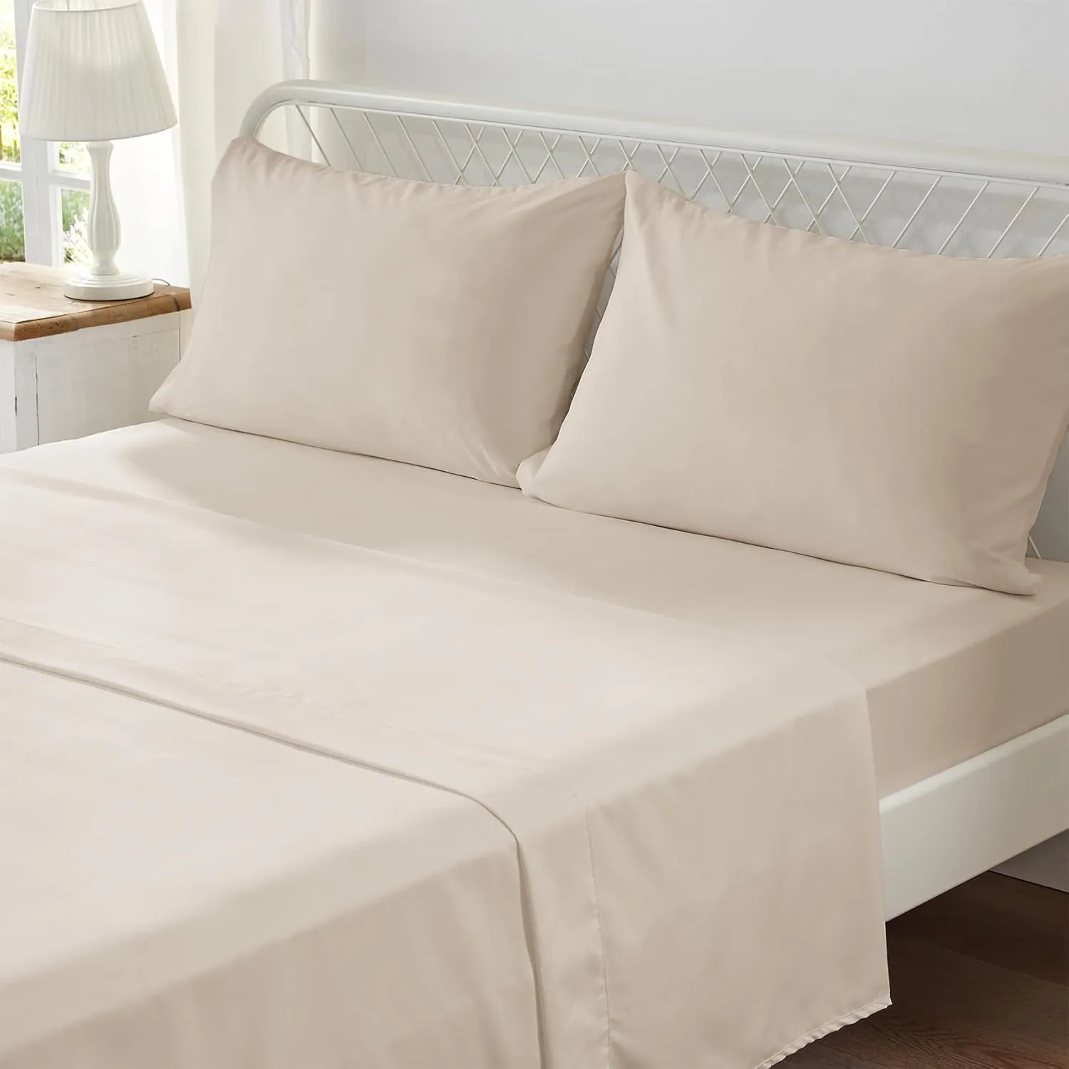 Anluoer Full Comforter Set 7 Pieces, Beige Tufted Bed in a Bag with Comforters, Pillow Shams, Pillowcases, Flat Sheet, Fitted Sheet - All Season Bedding