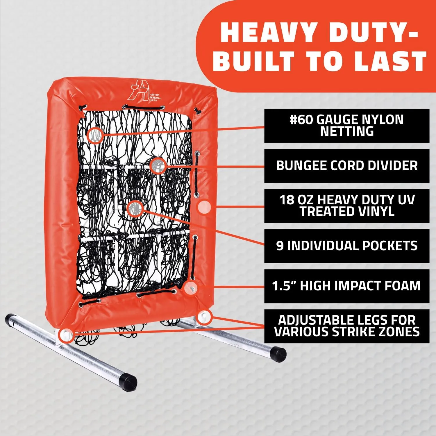 Anytime Baseball Pitching Net with Strike Zone | The No Hitter Net 9 Hole Net | Strike Zone Target for Baseball & Softball Training