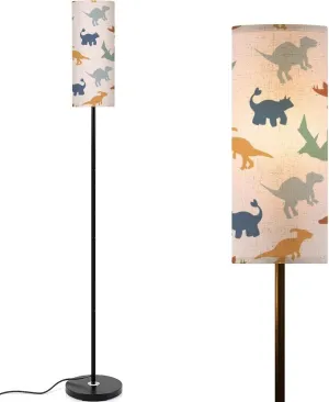 Baby seamless pattern dinosaurs Funny flat animals Colorful childish Modern Floor Lamp Minimalist Standing Lamps for Living Room LED Corner Lamp Remote Control Metal Pole Lamp for Bedroom, Reading