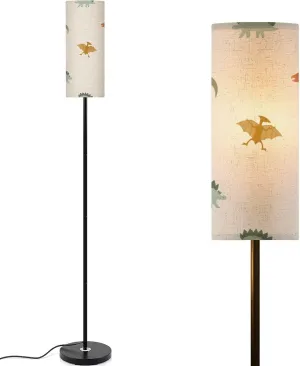 Baby seamless pattern dinosaurs Funny flat animals Colorful childish Modern Floor Lamp Minimalist Standing Lamps for Living Room LED Corner Lamp Remote Control Metal Pole Lamp for Bedroom, Reading