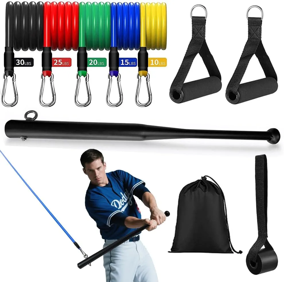 Baseball Swing Training Aid with 5 Adjustable Resistance Bands, Batting Practice Equipment for Speed and Mechanics, All Ages