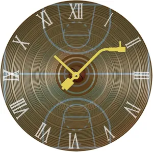 Basketball Court Wooden Round Wall Clock Retro Battery Operated Clocks Silent Non-Ticking Record Home Decor 30 * 30cm
