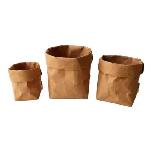 BelltaStudio | Washable Kraft Paper Storage Baskets, 3 Sizes, Eco-Friendly and Durable, Brown