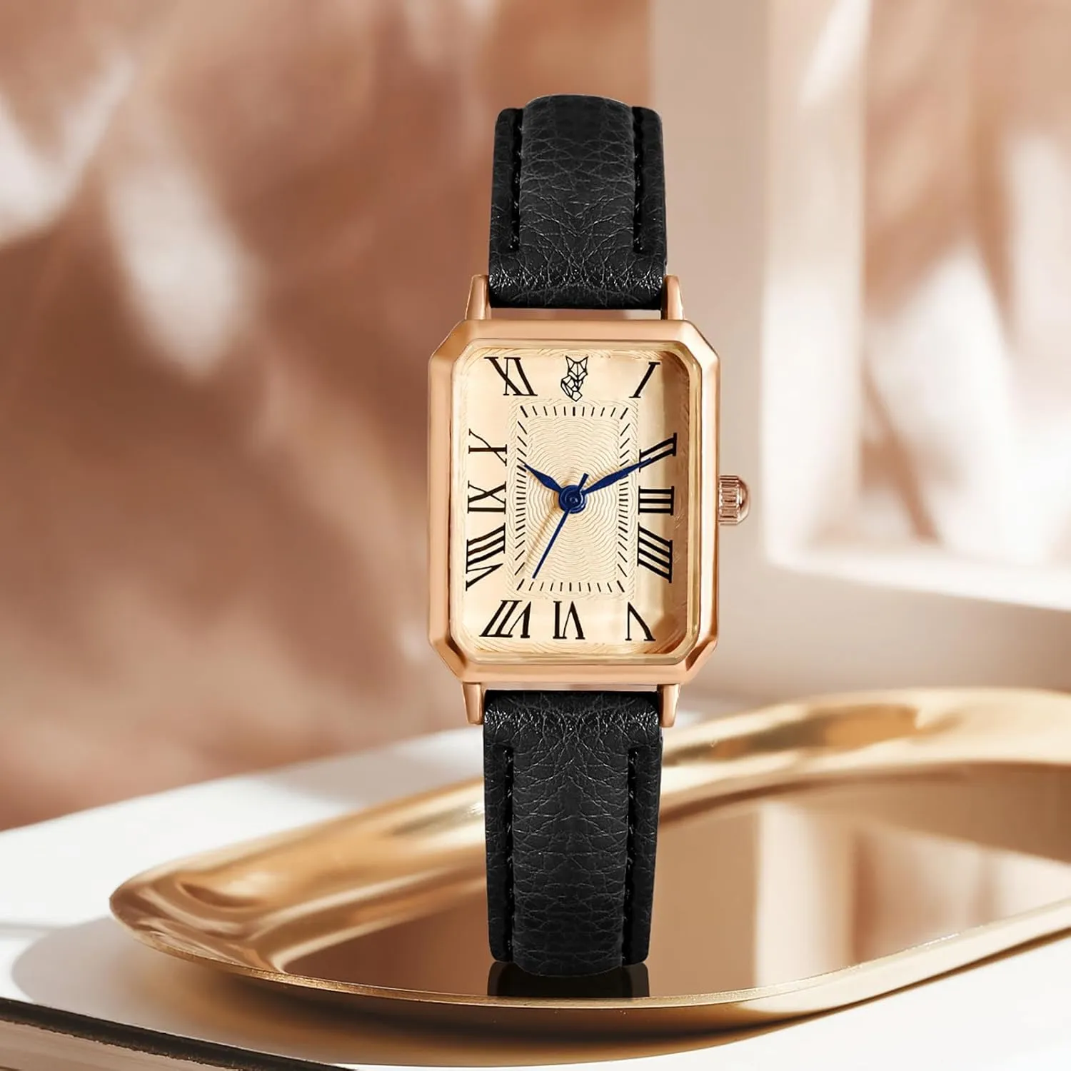 BESTKANG Leather Strap Watches for Women Elegant Dainty Ladies Watch Vintage Rectangle Women Quartz Wrist Watch