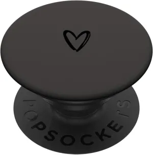 Black Gray Minimalist Heart PopSockets Adhesive PopGrip