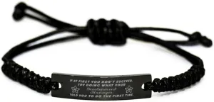 Black Stainless Steel Handmade Bracelets Adjustable Cord Inspirational, Development Manager If at first you don't succeed, try doing what your athletic trainer told you to do the first time.