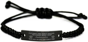 Black Stainless Steel Handmade Bracelets Adjustable Cord Inspirational, Postmaster If at first you don't succeed, try doing what your athletic trainer told you to do the first time.
