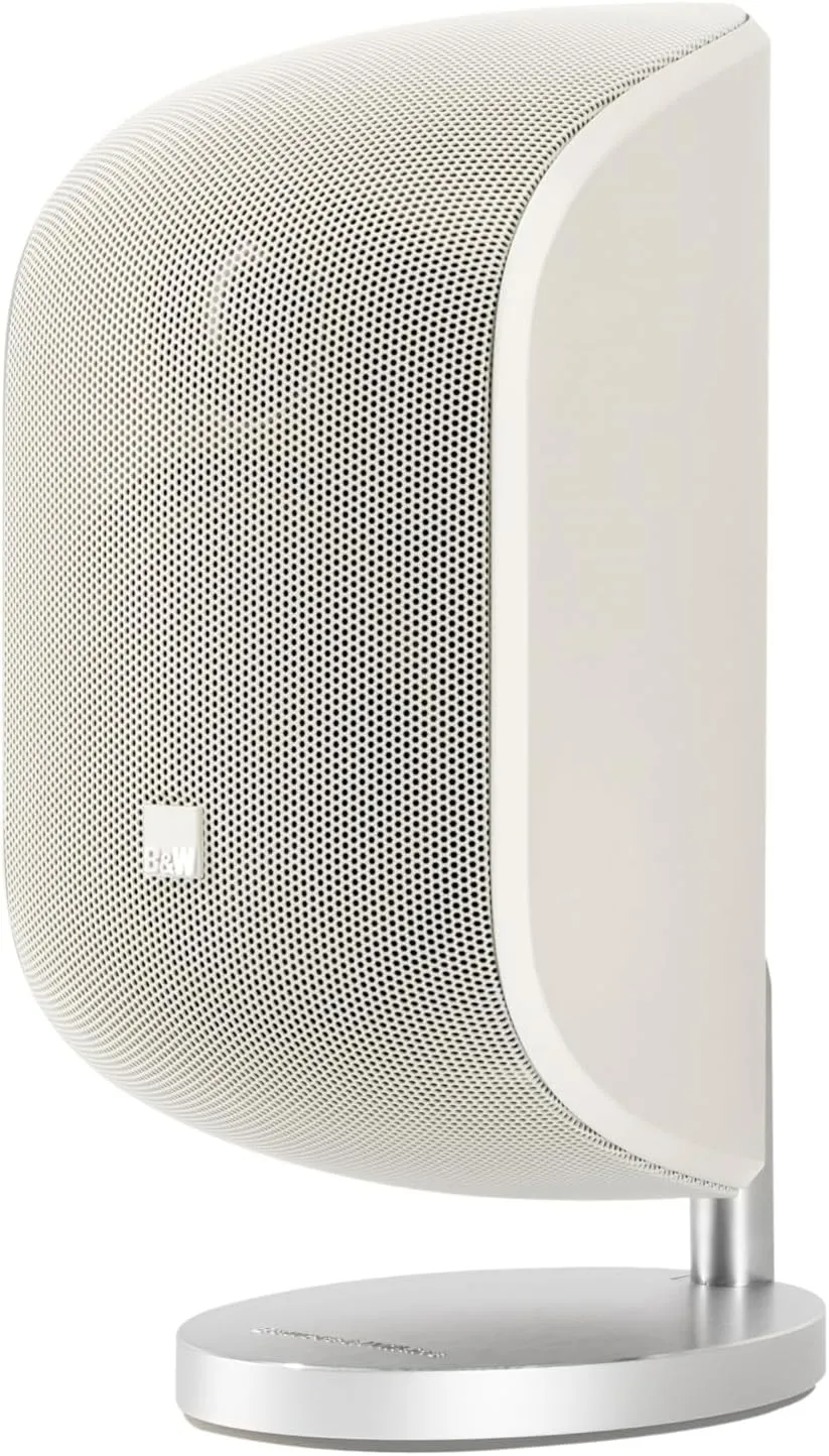 Bowers and Wilkins M-1 Satellite Speaker (1 Count) 4" Glass Fiber Midrange, 1" Aluminum Dome Tweeter, Use as Stereo Speaker or Center Channel in Your Surround Sound System, Matte White (Single)