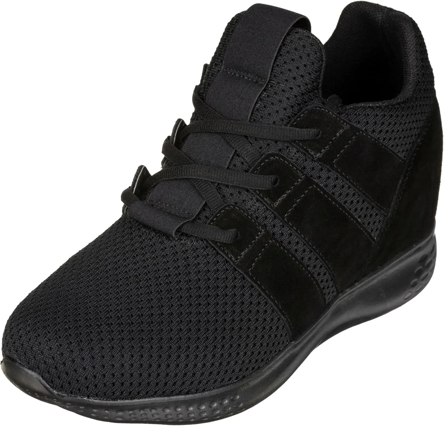 CALTO Men's Invisible Height Increasing Elevator Shoes - Black Mesh Super Lightweight Lace-up Sporty Trainer Sneakers - 3 Inches Taller - H1901 - Size 9 D(M) US