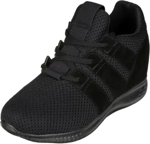 CALTO Men's Invisible Height Increasing Elevator Shoes - Black Mesh Super Lightweight Lace-up Sporty Trainer Sneakers - 3 Inches Taller - H1901 - Size 9 D(M) US