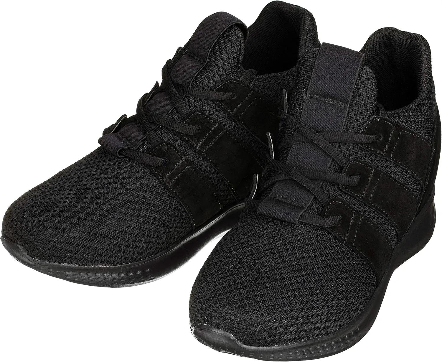 CALTO Men's Invisible Height Increasing Elevator Shoes - Black Mesh Super Lightweight Lace-up Sporty Trainer Sneakers - 3 Inches Taller - H1901 - Size 9 D(M) US