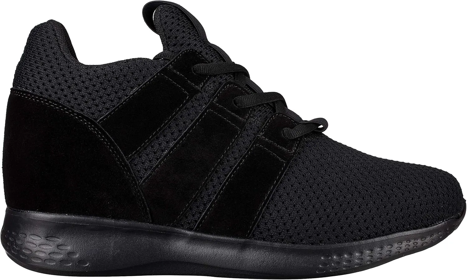 CALTO Men's Invisible Height Increasing Elevator Shoes - Black Mesh Super Lightweight Lace-up Sporty Trainer Sneakers - 3 Inches Taller - H1901 - Size 9 D(M) US