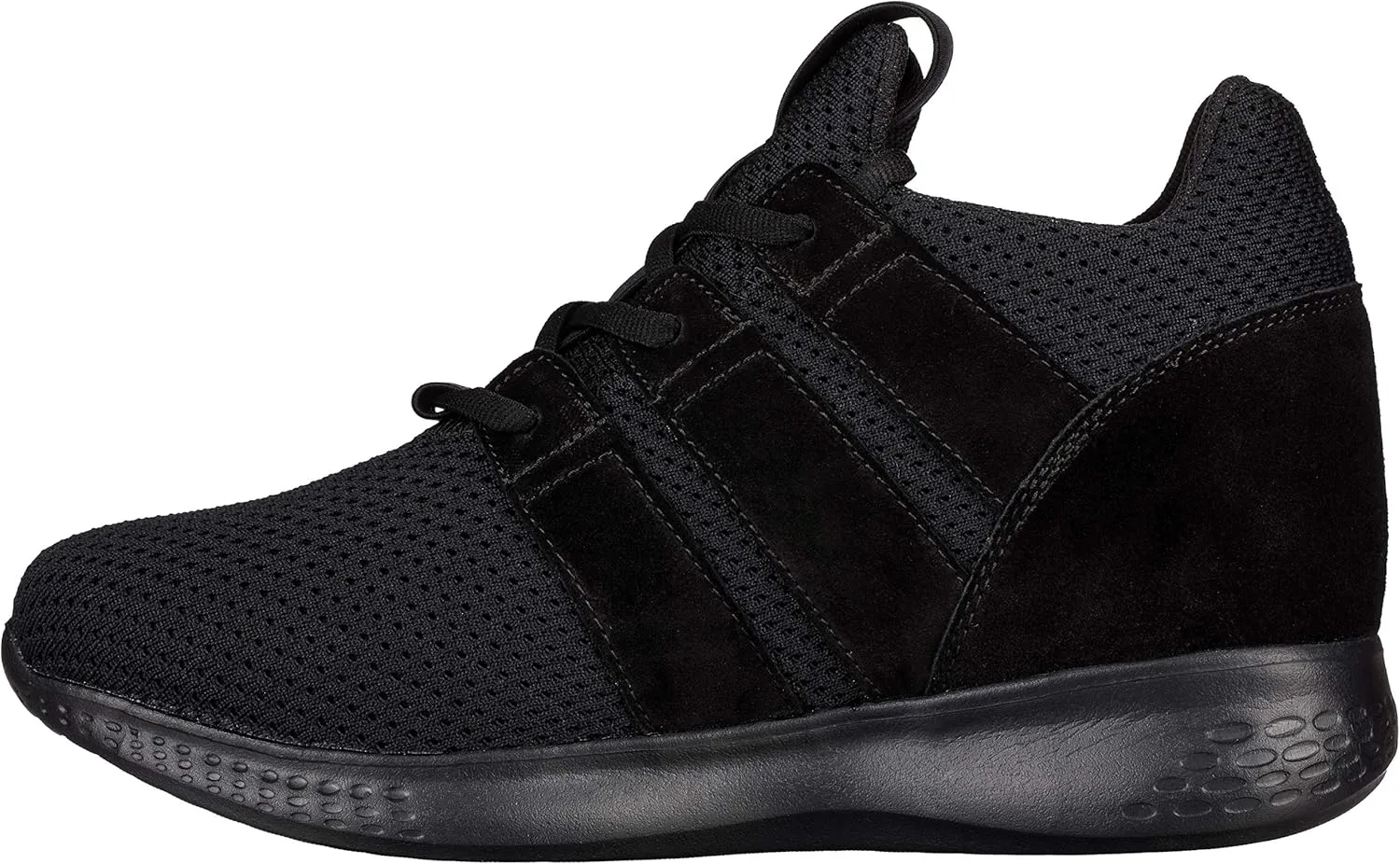 CALTO Men's Invisible Height Increasing Elevator Shoes - Black Mesh Super Lightweight Lace-up Sporty Trainer Sneakers - 3 Inches Taller - H1901 - Size 9 D(M) US