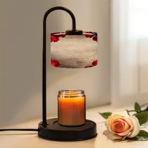 Candle Warmer Lamp with Timer Red Roses Border Flat Lay Rustic Wood Table for Valentine s Day Dimmable Wax Warmer with 4 Bulbs Birthday Gifts for Jar Candles Women House Warming New Home Decor