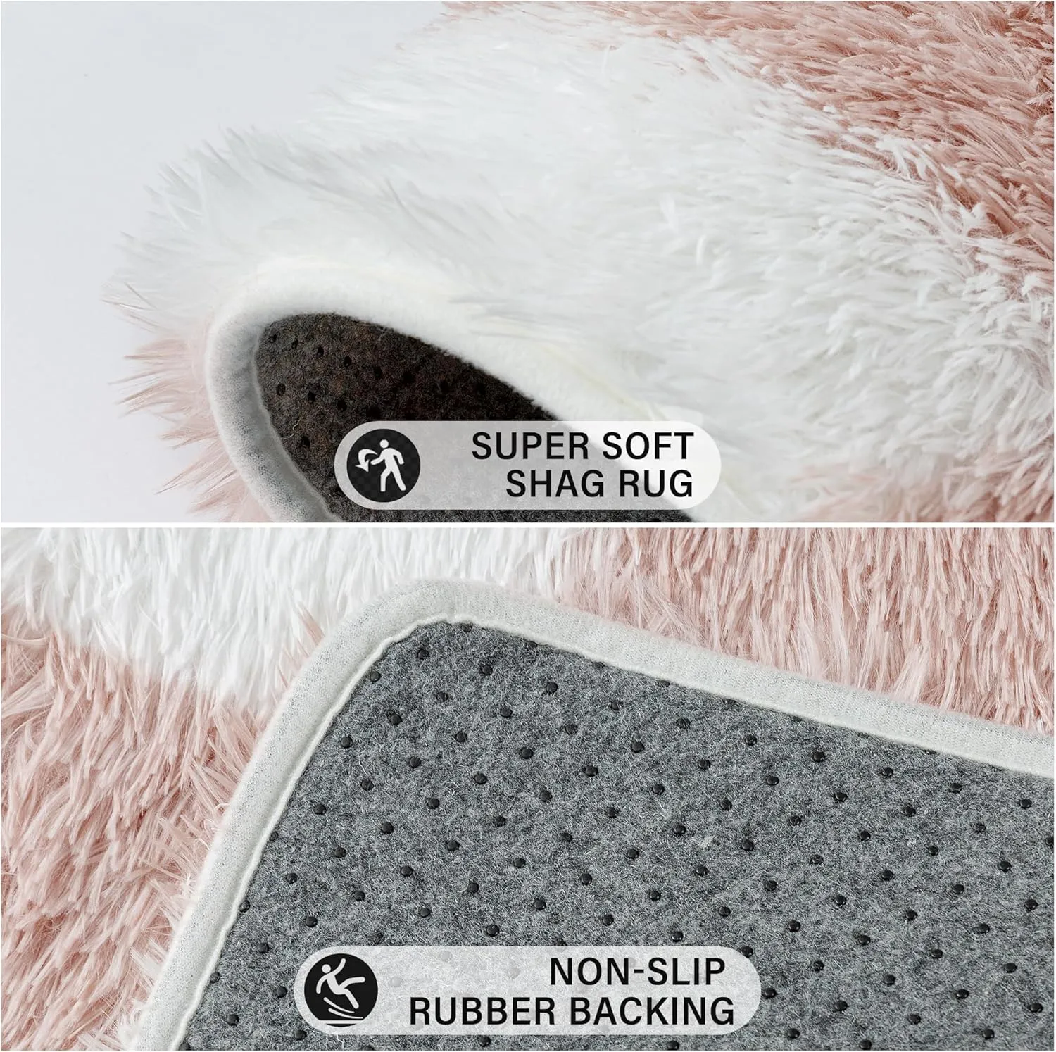 Checkered Rug 8x10 for Living Room, Pink and White Modern Shag Rug Washable Non-Slip Large Area Rug Super Soft Indoor Fuzzy Carpet Fluffy Rugs for Bedroom Home Aesthetic Decor