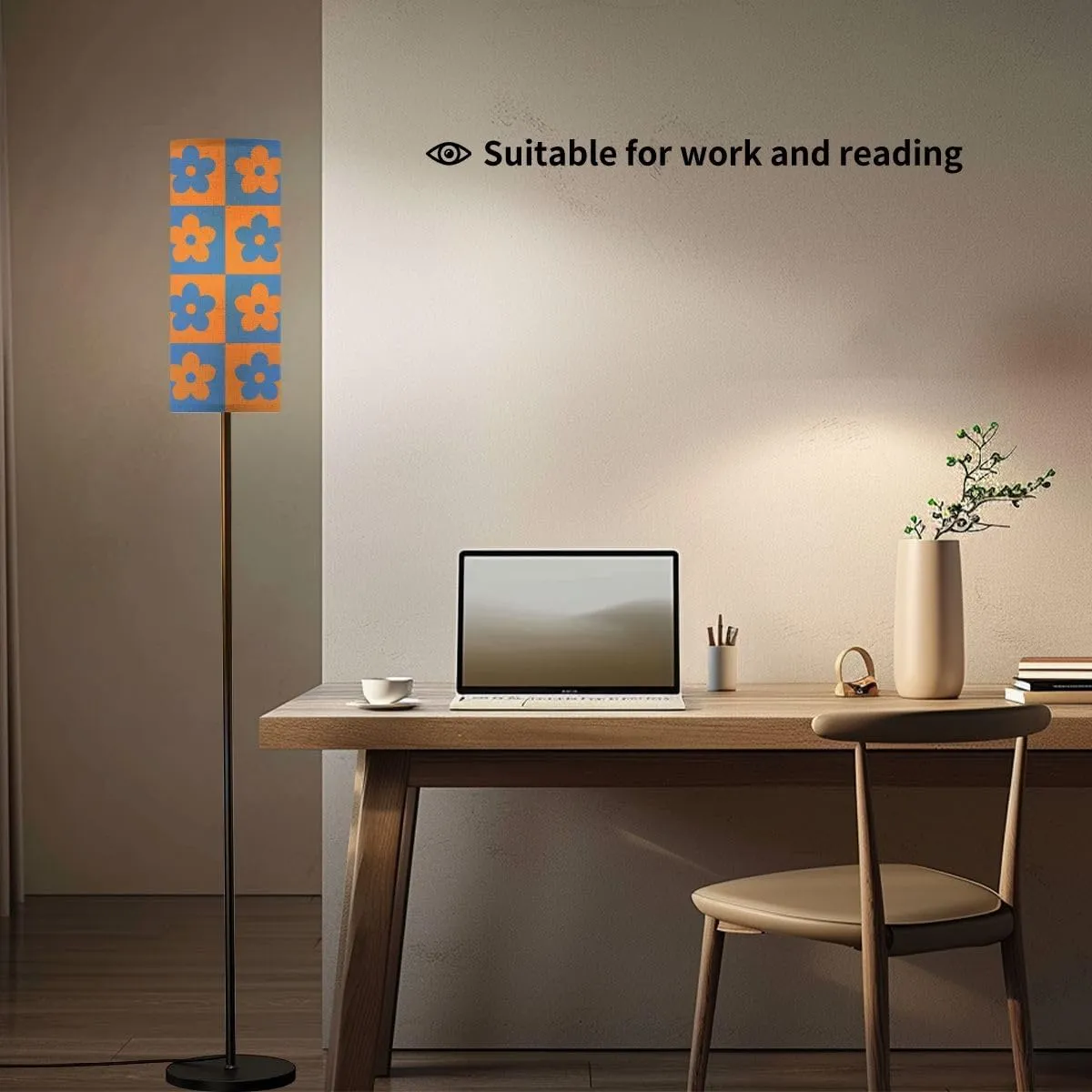 checkers seamless pattern geometric flowers Simple trendy flat retro Modern Floor Lamp Minimalist Standing Lamps for Living Room LED Corner Lamp Remote Control Metal Pole Lamp for Bedroom, Reading