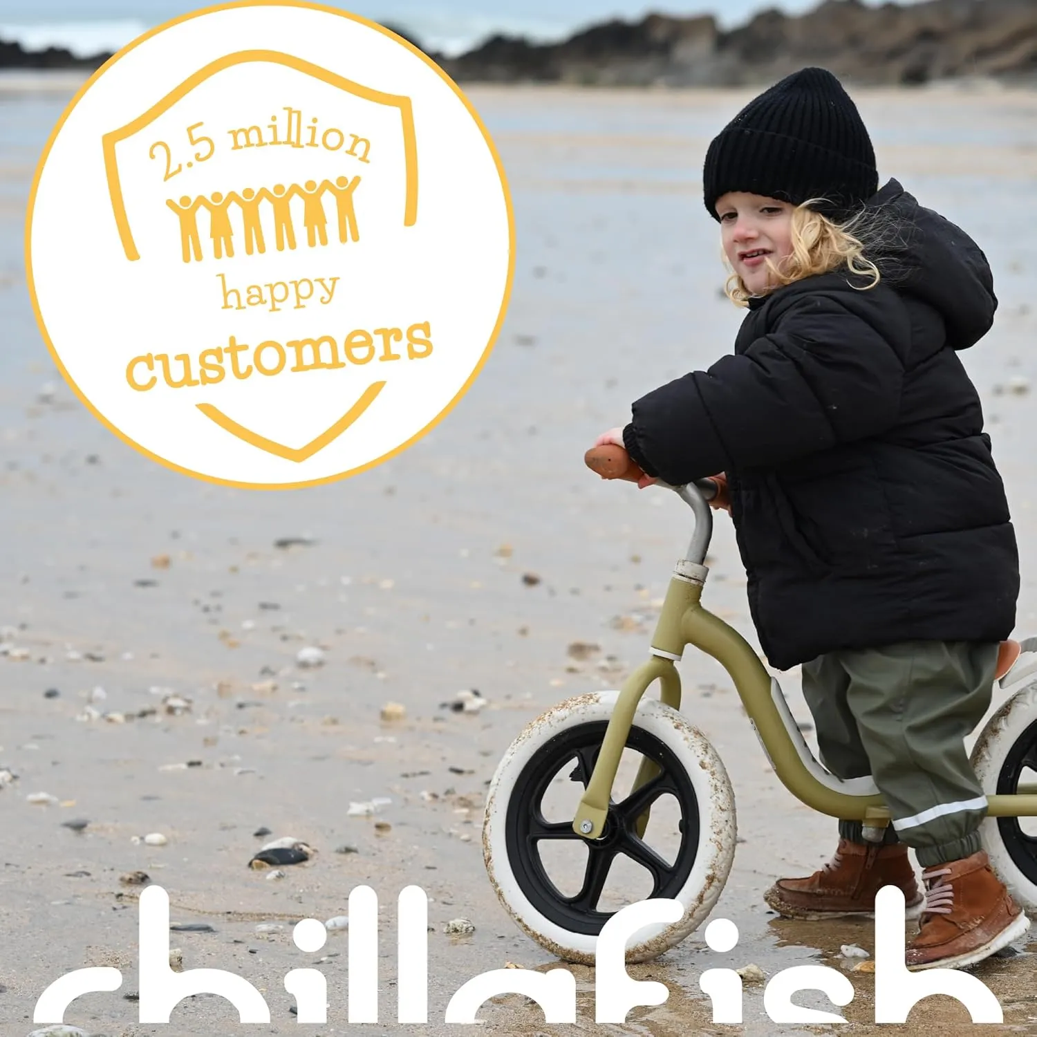 Chillafish Charlie Lux Lightweight Balance Bike Trainer for Children 2 to 5-Years, with Carry Handle, Integrated Footrest, Adjustable Seat, Handlebar, and No-Puncture 12-Inch EVA Tires, Olive