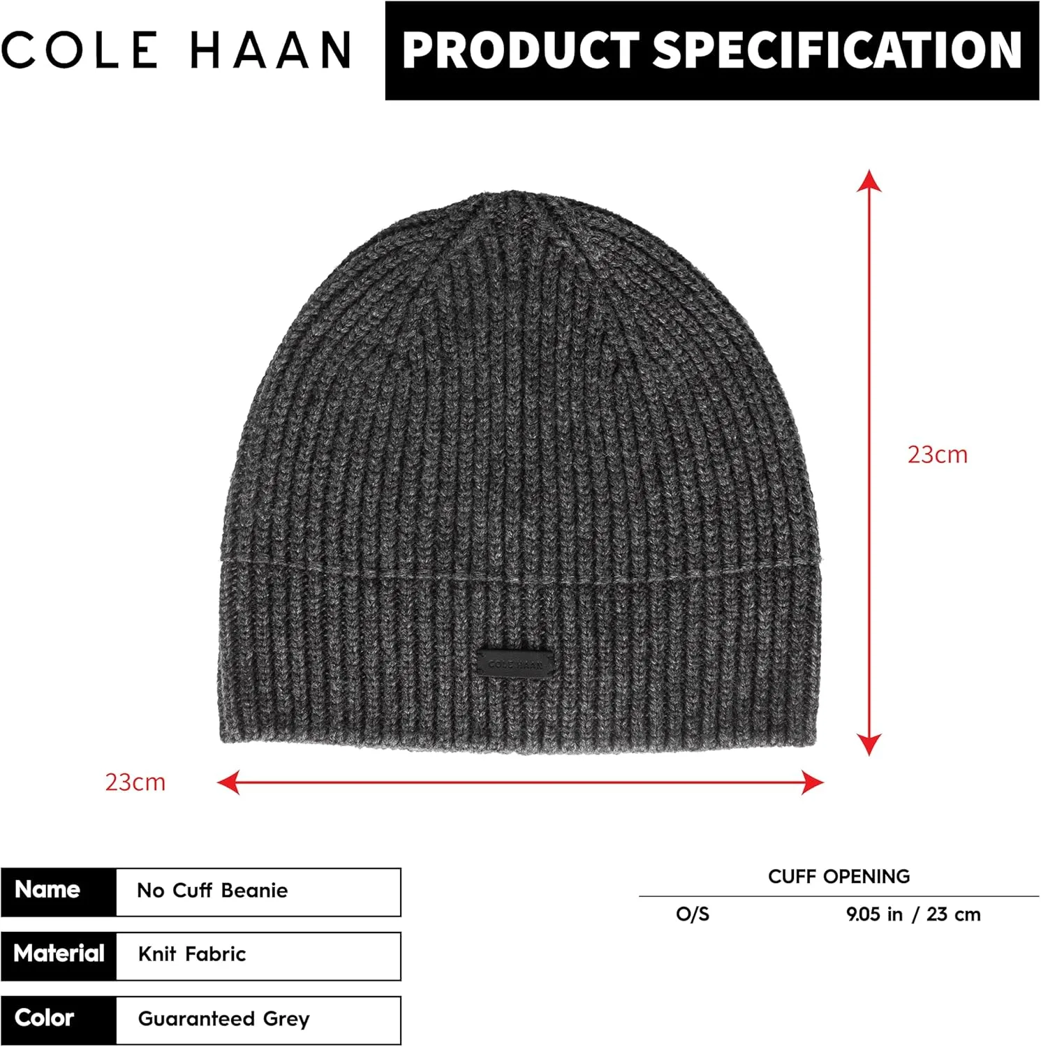 Cole Haan Knit Beanie for Men, One Size, No Cuff Design with Premium Comfort and Durable Quality for Everyday Style