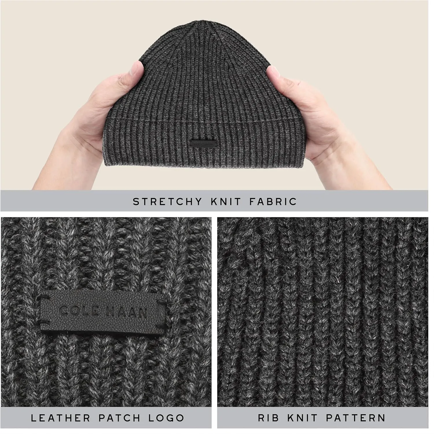 Cole Haan Knit Beanie for Men, One Size, No Cuff Design with Premium Comfort and Durable Quality for Everyday Style