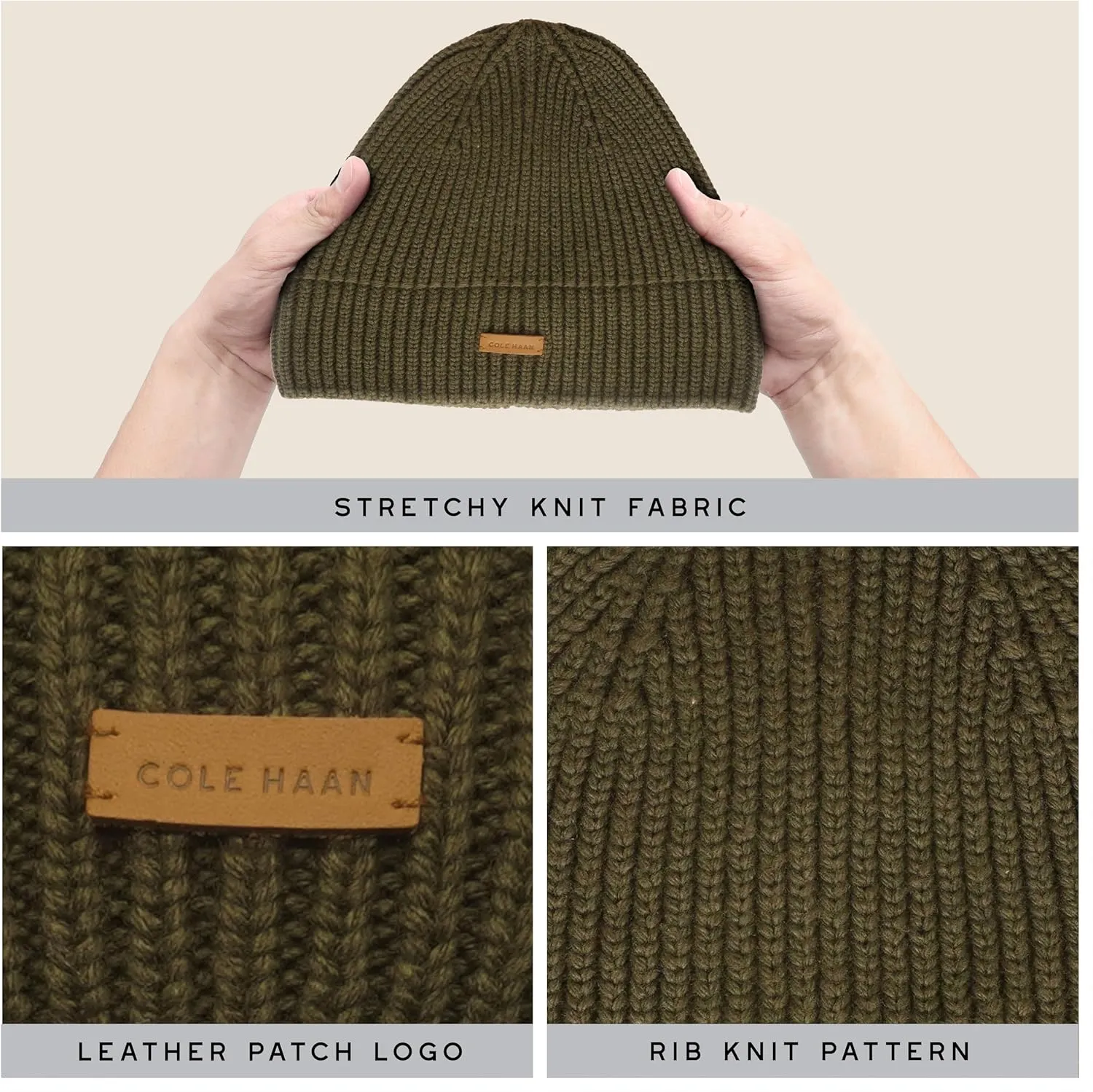 Cole Haan Knit Beanie for Men, One Size, No Cuff Design with Premium Comfort and Durable Quality for Everyday Style