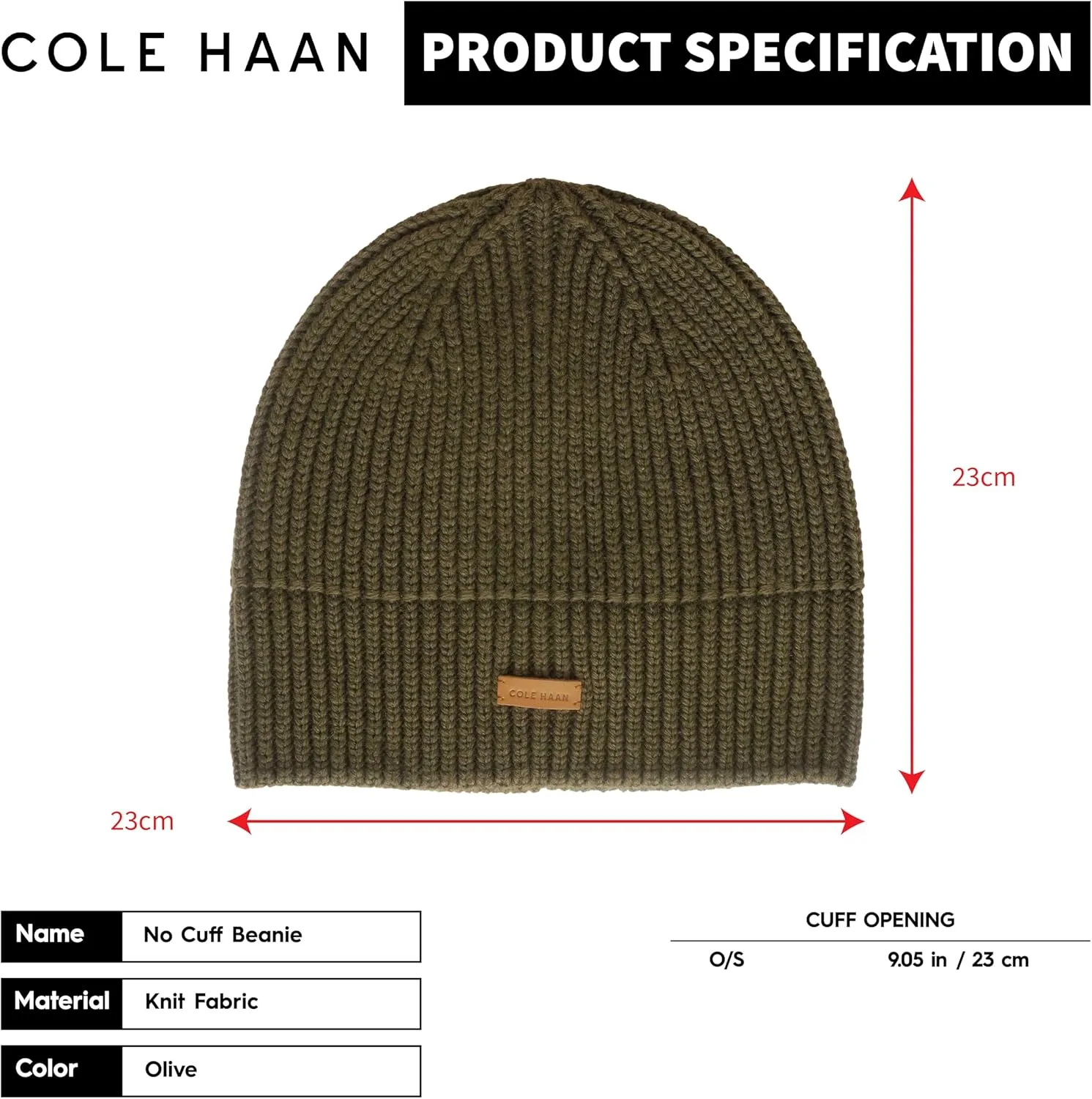 Cole Haan Knit Beanie for Men, One Size, No Cuff Design with Premium Comfort and Durable Quality for Everyday Style