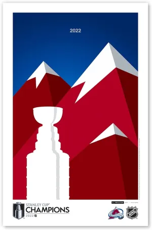 Colorado Avalanche - Minimalist Stanley Cup 2022 NHL Licensed Art Poster Print by S. Preston - Living Room Home Wall Decor, 11" x 17" Unframed Artwork