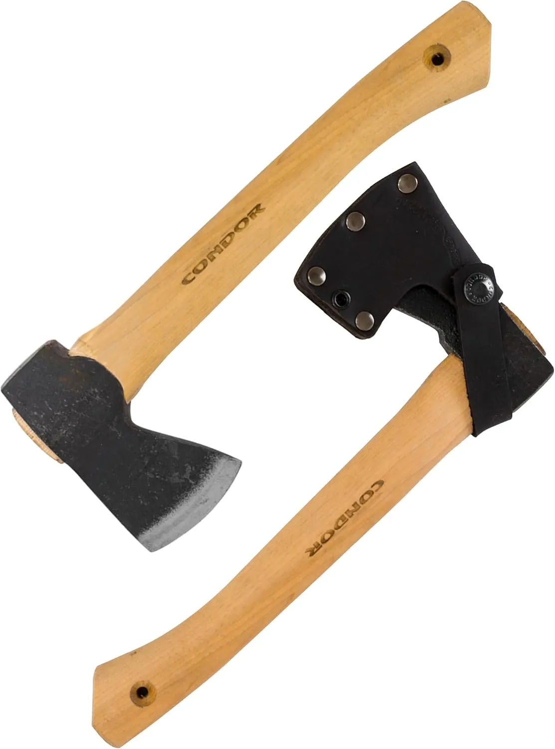 Condor Tool & Knife Scout Hatchet 1 Lb W/Leather Sheath - 1060 High-Carbon Steel Survival Hatchet with American Hickory Handle - Perfect for Camping, Survival, Firewood Splitting & Outdoor Crafting