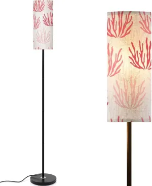Cute Marine Seamless Pattern Cartoon Style Coral Flat Design Modern Floor Lamp Minimalist Standing Lamps for Living Room LED Corner Lamp Remote Control Metal Pole Lamp for Bedroom, Reading