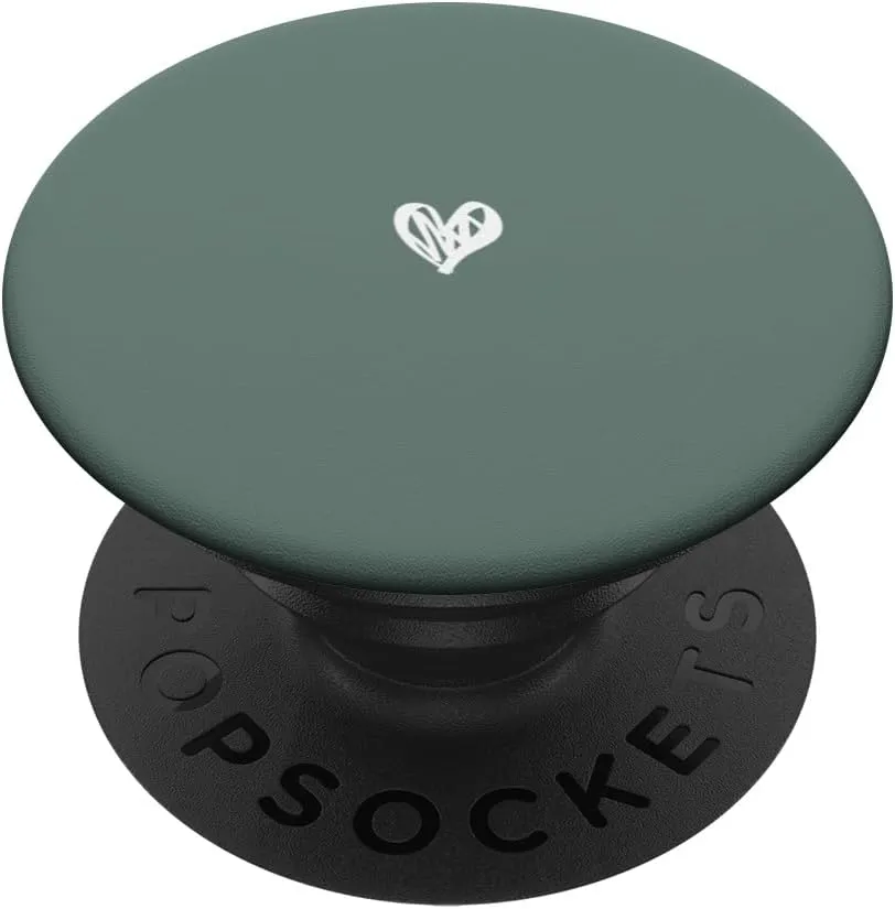 Cute Sage Green Heart Love Minimalist PopSockets Adhesive PopGrip