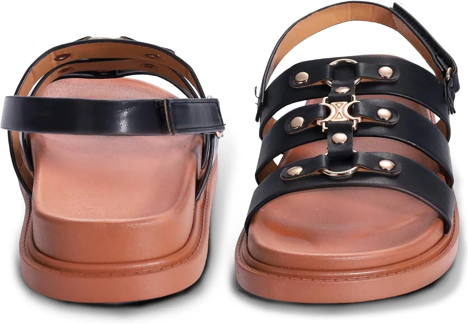 DAYDAYGO Women's Fashion Sandals - Comfortable Flat Summer Sandals with Cushioned Footbed, Adjustable Straps, Non-Slip Sole, Elegant Buckle Design, Perfect for Casual, Travel, and Beachwear