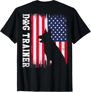 Dog Trainer Cool Handler Dog Lover USA American Flag Agility T-Shirt