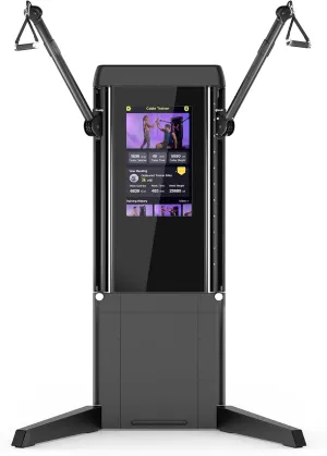 Echelon Strength Pro Home Gym – Smart Wall-Mounted Trainer w/ 24 Inch HD Touchscreen, Up to 132 lbs Resistance Per Arm, Guided Workouts, 4 Attachments, WiFi Enabled, Commercial-Grade Strength Machine