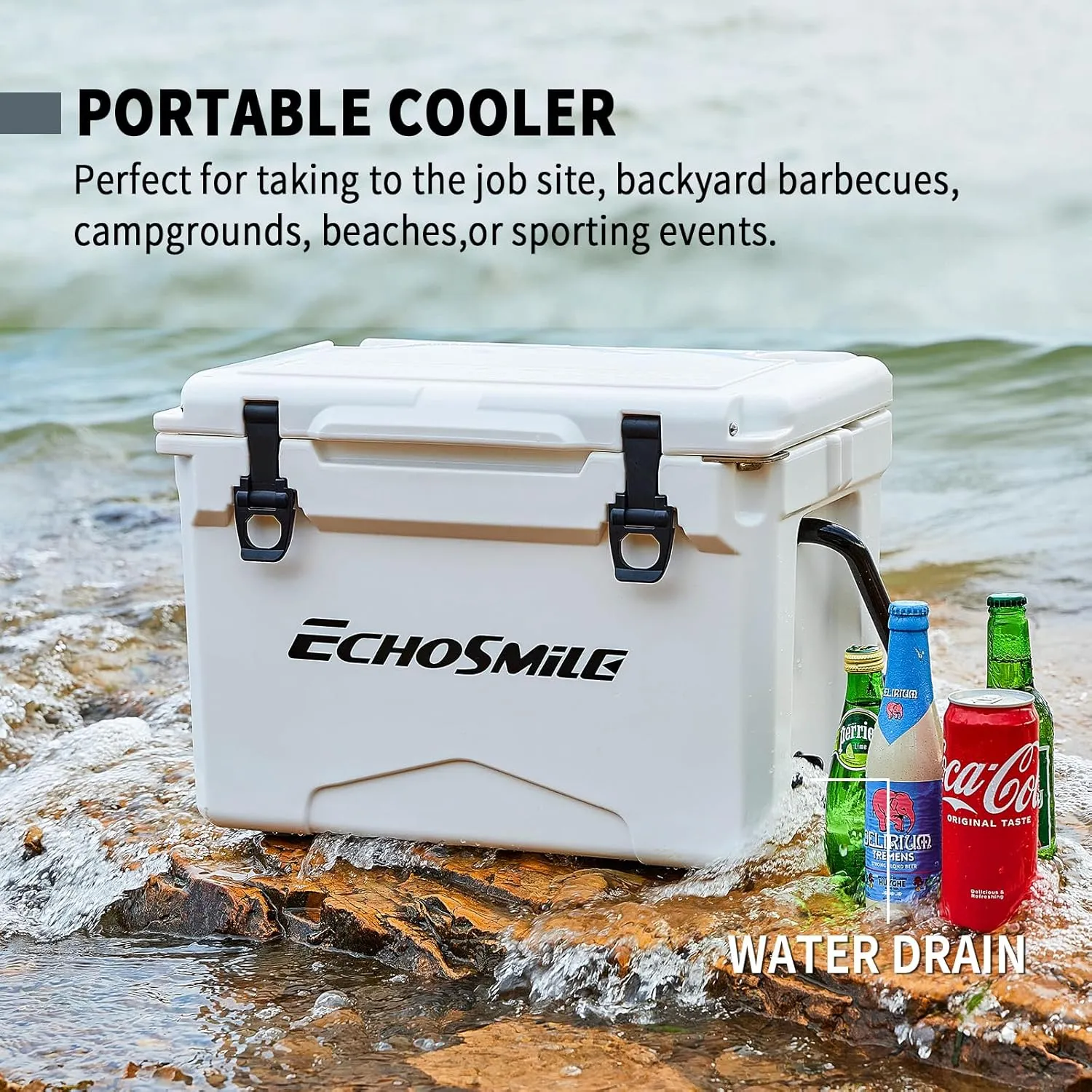 EchoSmile 25/30/35/40/60/75 Quart Rotomolded Cooler, Built to Stand up to The Rigors of The Journey