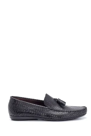 Erkek Kroko Deri Püsküllü Loafer