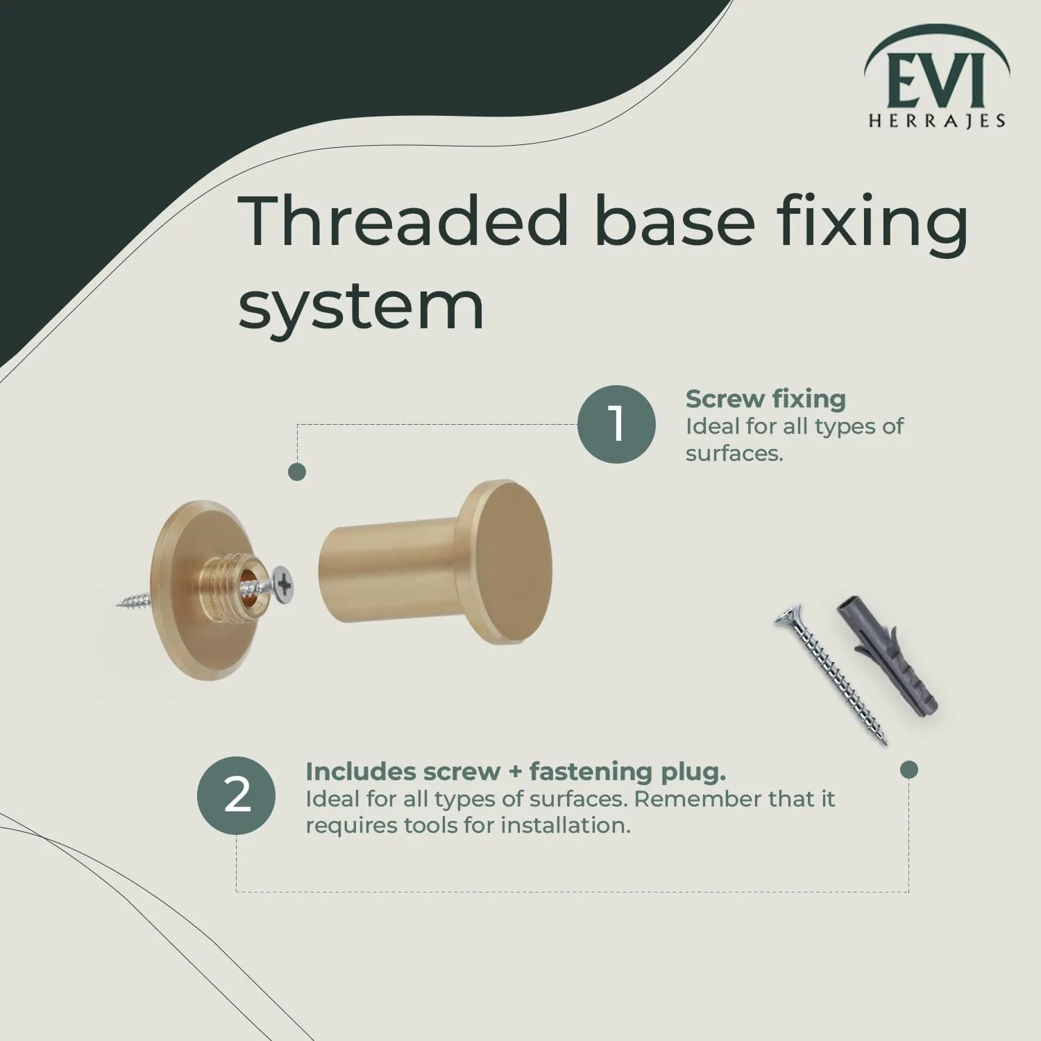 EVI Herrajes Bathroom Hanger | Brass Wall Hanger | Matte Finish | for Hanging Clothes, Coats or Towels | Towel Rail with Invisible Screw | 190CBLMT