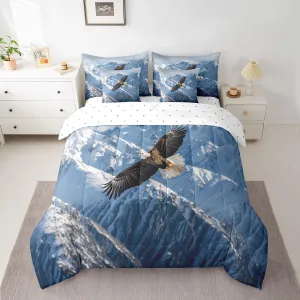Feelyou Eagle Comforter Set with Sheets Twin Size Snow Mountain Bed in a Bag for Boys Girls Teens Flying Eagle 7 Pieces Bedding Set Sky Blue Bed Set Room Decor