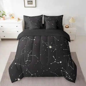 Feelyou Galaxy Comforter Set Twin Size 7 Pcs Kids Outer Space Constellation Comforter Bed in a Bag Universe Starry Sky Bedding Set for Boys Girls Teens Bed Set with Sheets, Pillowcases, Pillow Covers